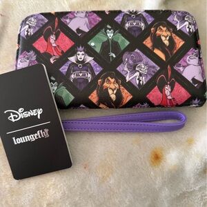 Loungefly Disney Villains Diamond Panel Wristlet - Purple, Green, Black